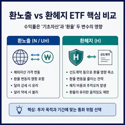 환노출 환헤지 ETF 핵심 비교